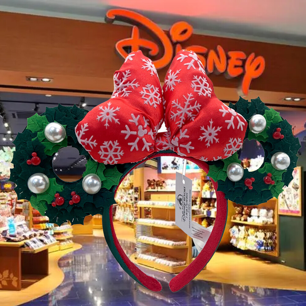 Disney Parks Pearl Wreath Bow Minnie Ears Christmas Holiday Headband Pearl Wreath Bow Minnie Ears Christmas Holiday Disney^Parks  main image 3