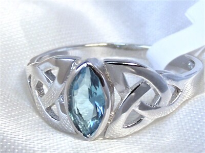 RING 925 STERLING SILBER Edelstein BLAUTOPAS cz. Topaz Gr. 17, 18, 19