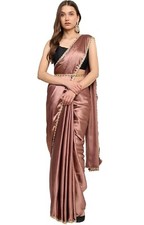 Ready to Wear Satin Silk One Minute Readymade Saree With Unstiched Blouse