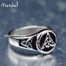 MENDEL Stainless Steel Womens Celtic Triquetra Trinity Knot Ring Band Size 6-13