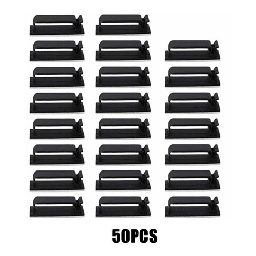 50/100X Adhesive Cord Management Cable Clips Black Wire Holder Organizer Clamp A - Picture 6 of 7