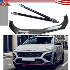 Front Bumper Lip Spoiler Splitter Carbon Fiber Bod Kit For Hyundai Kona Velsoter