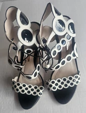 Sophia Webster Black & White 0285-0119 Designer Dreamy Heels Sandals Size 37.5