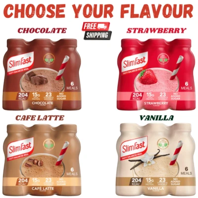 SLIM FAST SlimFast High Protein Shake 325ml x6 Pack Weight Loss Meal Replacement Drink UK