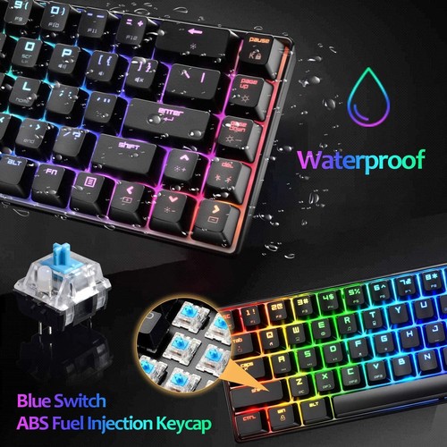 MK 68 60% Mechanical Gaming Keyboard Type-C Wired RGB 68 Key for Laptop PC Gamer - Picture 9 of 22