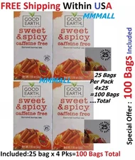 Good Earth Herbal & Black Tea 100 Tea Bags Sweet & Spicy FRESH Date 2026