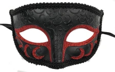 Black Red Glitter Charming Masquerade Ball Mask Mardi Gras Unisex Classic Mask 