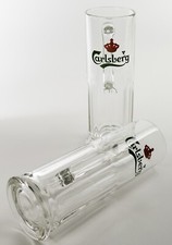 2 x Carlsberg Bier Glas D&auml;nemark Bierseidel 0,4l Bierkrug Henkelglas Gl&auml;ser 0090