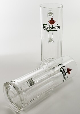 2 x Carlsberg Bier Glas Dänemark Bierseidel 0,4l Bierkrug Henkelglas Gläser 0090