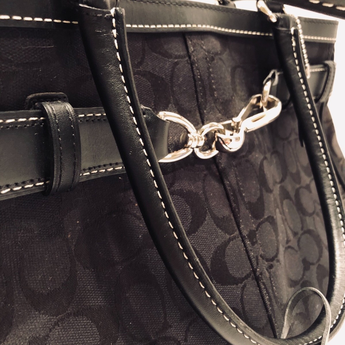 Coach Hampton Signature logo large black shoulder tote J05J-8K07 