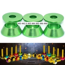 M2-M8 Aluminum Alloy Cone Cup Head Washers Gasket for Screw Bolt Anodizing Green