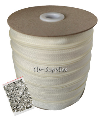Creme No3 Nylon durchgehender Reißverschluss Kette und Auto-Lock Schieber Polster Kissen +