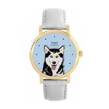 Toff London TLWS-29953 Ladies Black And White Husky Dog Head Watch