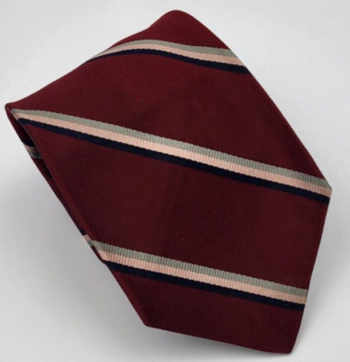 VTG Robert Talbott Silk Tie Hand Sewn Red Blue Gray Stripes Short 56 x 3.5
