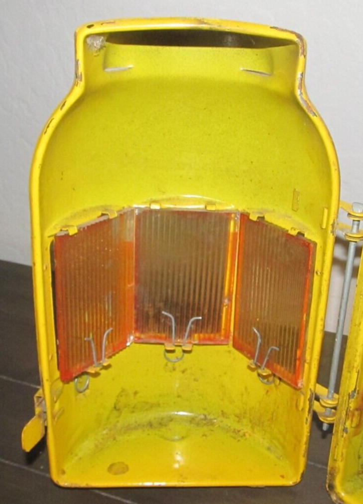 Vintage FEUERHAND KEROSENE LANTERN Yellow Metal Orange Lens Candle German