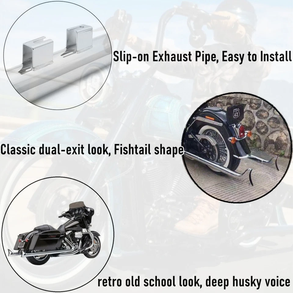 Road King Touring 36" Fishtail Slip on Mufflers Exhaust Pipes for Harley 95-16 Foto 4 de 4