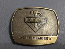 Vintage 1996 Handyman Club Of America Life Member Brass Belt Buckle.