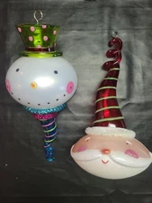 Set of Members Mark Santa and Snowman Character Head Ornaments 15" Hanging