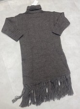 Zara Long Fringed 100% Wool Dress Size M-L RRP £119