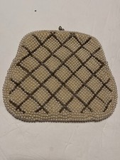 VTG Beaded Ivory Grey Evening Clutch Purse Bag Formal Missing Strap La Regale