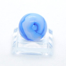 Vintage Glass Marble: Light Blue White Slag Pontils '9 Tail' 0.63 NM 0-122