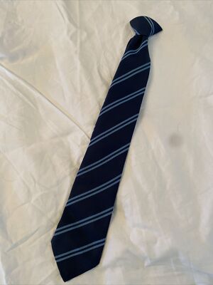 Boys Blue Striped Clip Tie Handmade By Wrexham club ties In Wales 100% Polyester