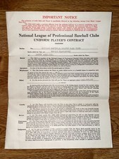 1945 CUBS: NL Contract SIGNED: Ed Hanyzewski, D.1991 (w/ Ford Frick HOF)