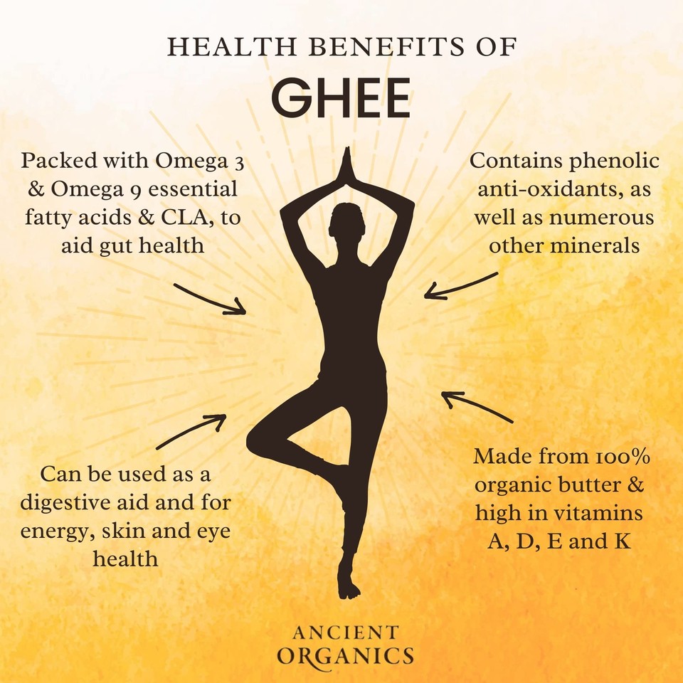 Ghee, Organic Grass Fed Gluten Free Clarified Ghee Butter with Vitamins