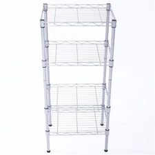 Rectangle Carbon Steel Metal Assembly 4-Shelf Storage Rack Silver Gray