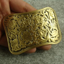 Heavy duty Solid Brass print Flowers Classical Men's Belt Buckles for 1.5" Belt