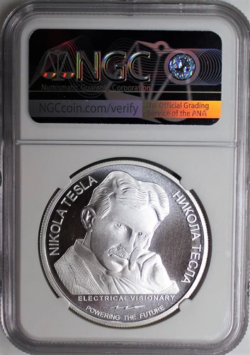 2018 Serbia 100D 1oz  .999 Silver Nikola Tesla Alternating Current NGC MS70 FDOP
