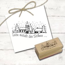 Motivstempel Winter Stadt Leise rieselt der Schnee Stempel - Holzstempel 58mm x 