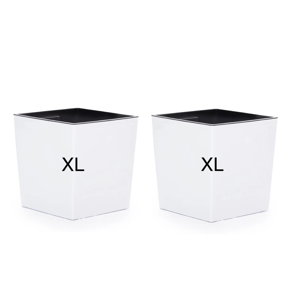 Blumenkübel Eckig Hochglanz weiß Blumentopf Übertopf SET 2x XL (H:31cm)  - Bild 4 von 4