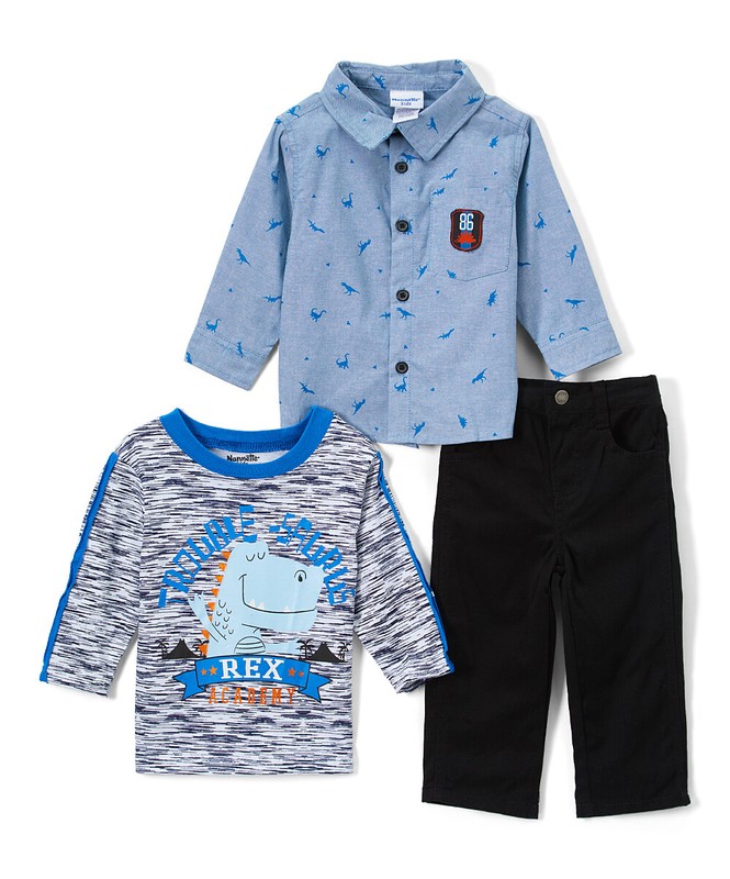 NWT Nannette Dinosaur Button Up Shirt & Pants Boys Outfit Set 18 Months