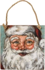 Retro Santa Wood Hanging Ornament Primitives By Kathy ~ 4 in by 4 in