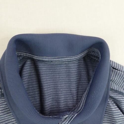 Lululemon Polo Shirt Mens Large Blue Stripes Metal Vent Tech Performance Golf - Picture 10 of 11