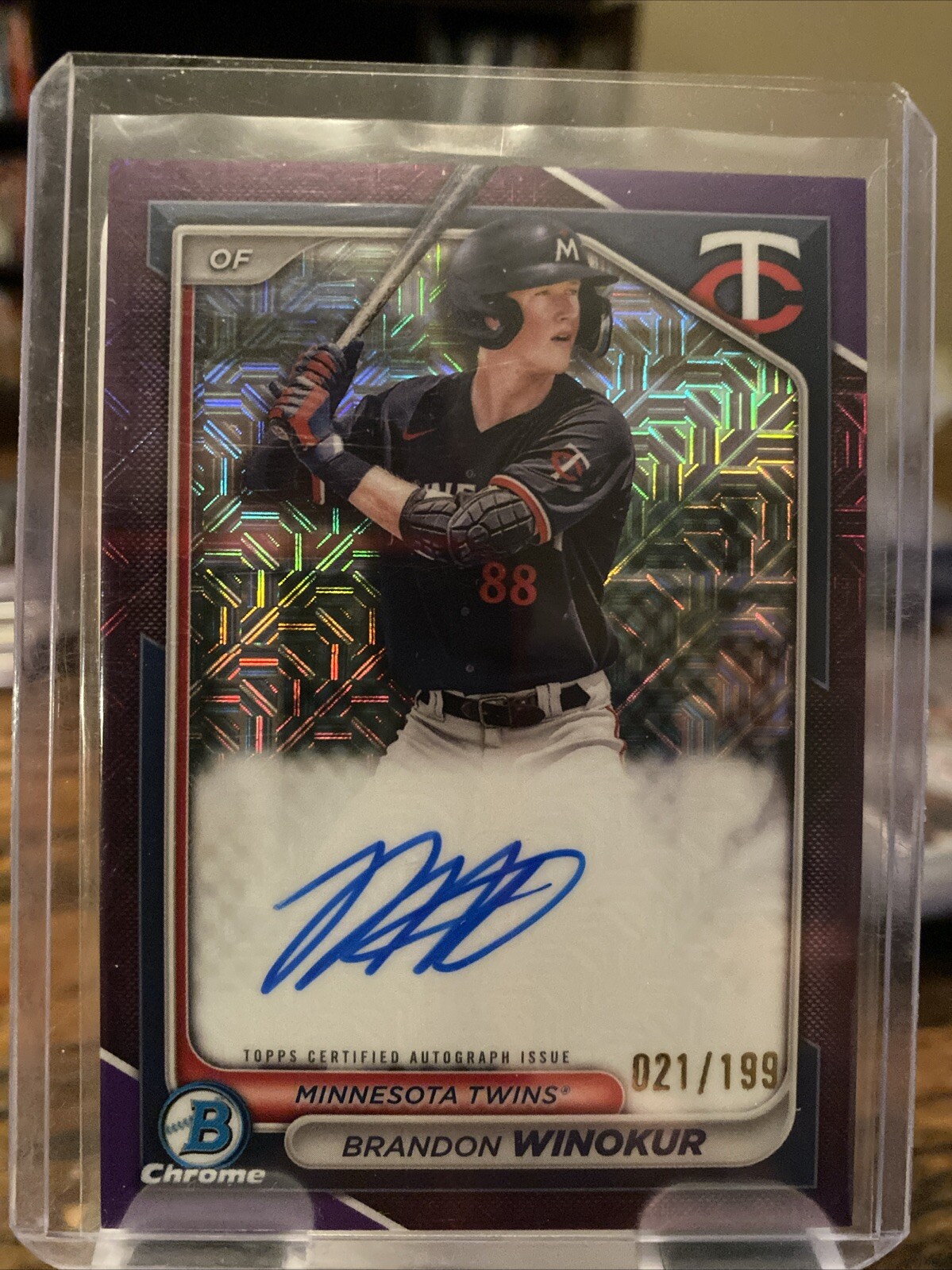 2024 Bowman Chrome Mega Box Brandon Winokur Auto /199 Purple Refractor #BMA-BWI