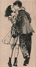 Young Couple Kissing 2 x 3 1/2" Rubber Stamp, Couple Stamp, People Stamp