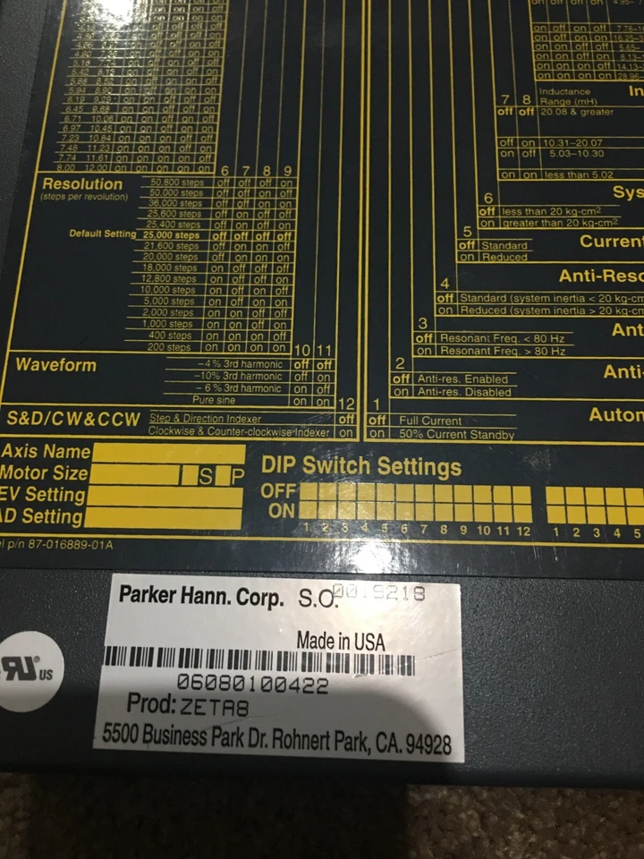 Good used Parker ZETA8 Microstepper Drive Servo Motor Controller ZETA-8 ZETA 8 - Image 2 of 2