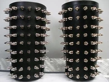 JUDAS ISCARIOT'S   LEATHER SPIKED GAUNTLETS. BLACK METAL (MDLG0006)