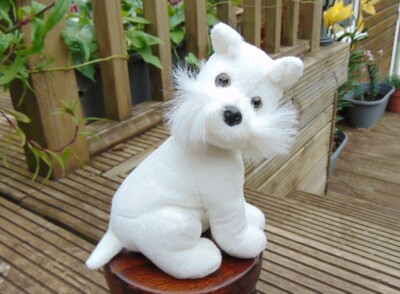 Weißer Schnauzer Welpe Hund weiches Plüschtier Dream Play UCM inkl. 8,5 Zoll 22 cm