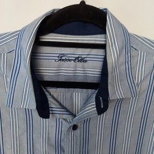 Tasso Elba Mens Shirt XL Long Sleeve Button-up Blue Stripes