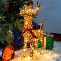 LED Weihnachtsfigur Rattan Rentier Weihnachtsbeleuchtung Mit Timer Warmweiß