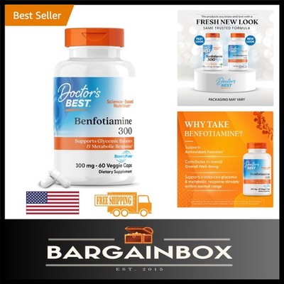 Doctor's Best Benfotiamine 300mg - Non-GMO Veggie Caps for Blood Sugar Balance