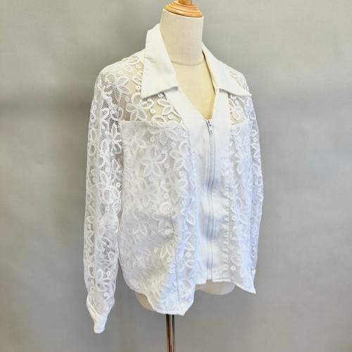 Vintage 90s Banjo Poplin and Lace Western Zip Up Shirt Size 1X - Bild 7 von 15