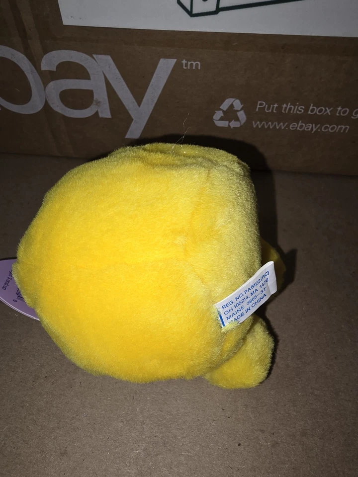 De colección 1994 Swibco Puffkins Feliz Peluche Amarillo Cara sonriente #6684 con etiqueta Foto 4 de 4