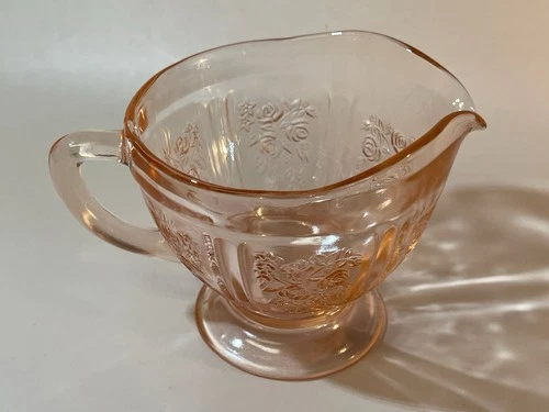 Depression glass creamer sharon cabbage rose pattern Federal Glass c 1935-39