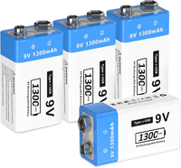 9V Wiederaufladbare Akku 1300Mah 9 Volt Lithium-Ionen Block Batterien 9V Akku Fü