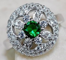 1CT Treated Emerald  Topaz 925 Solid Sterling Silver Ring Jewelry Sz 7 NB2-1
