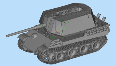 3D printing 1/72 Panther (Chassis) ''Kugelblitz'' /55mm/88mm gun Unpainted Kit